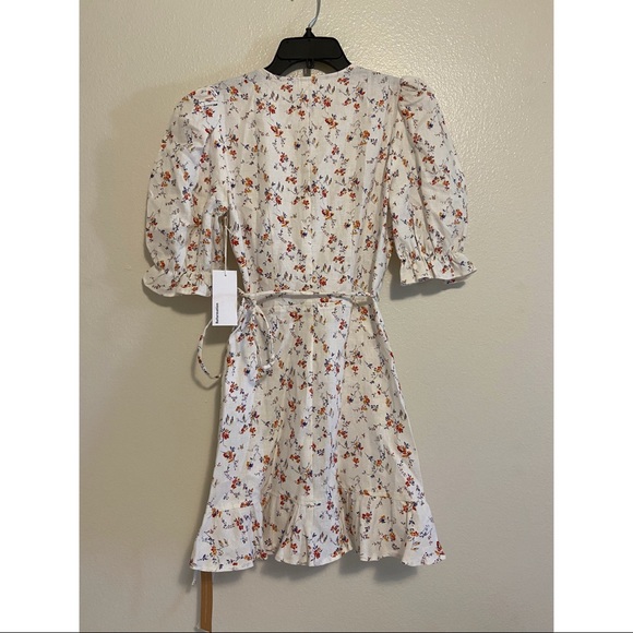 Reformation Floral Wrap Mini Dress - White and Pink - Picture 8 of 14